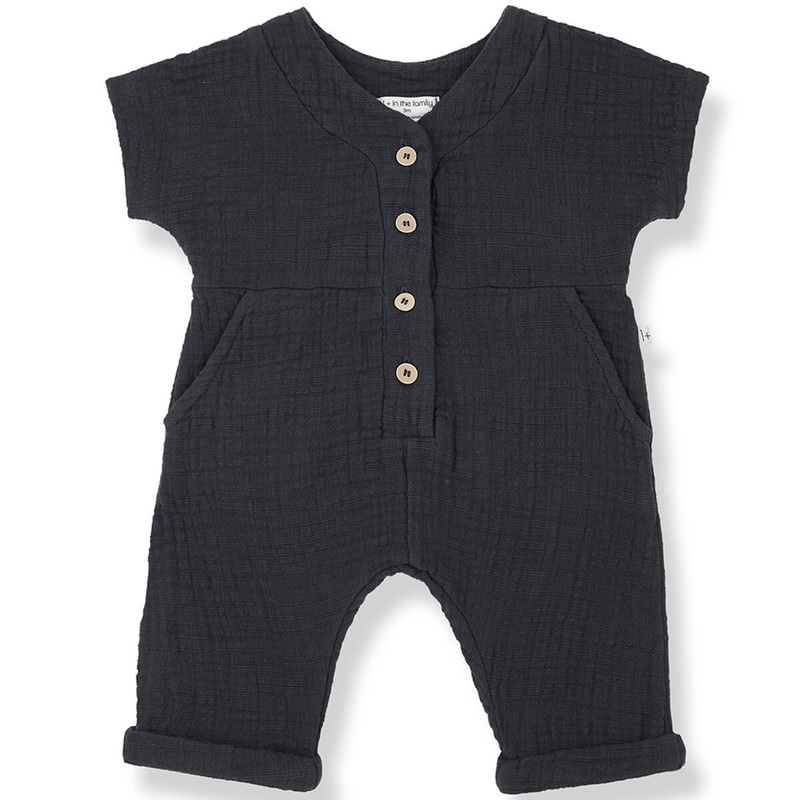 Adriano Short Sleeve Overall in Anthracite by 1+ in the Family – Last Ones In Stock – 6-12 Months